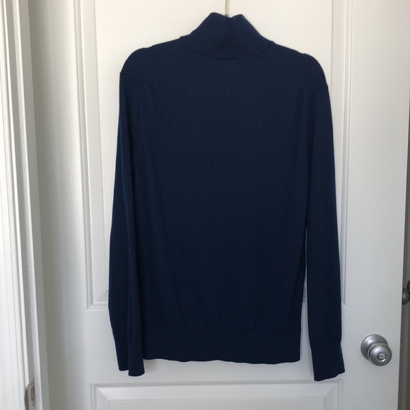 Merino wool sweater with faux leather piping and half zip - Picture 8 of 12